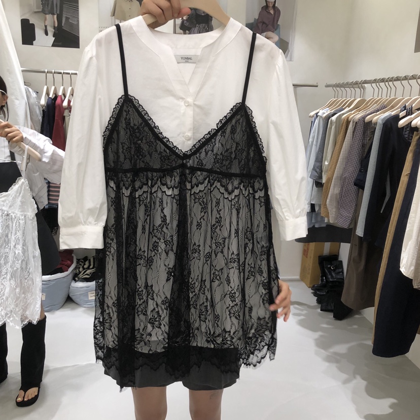 A Flan韓國代購女士新款人氣真品熱賣連衣裙不含內搭蕾絲AFN/FLAN EDITION連衣裙圖色1