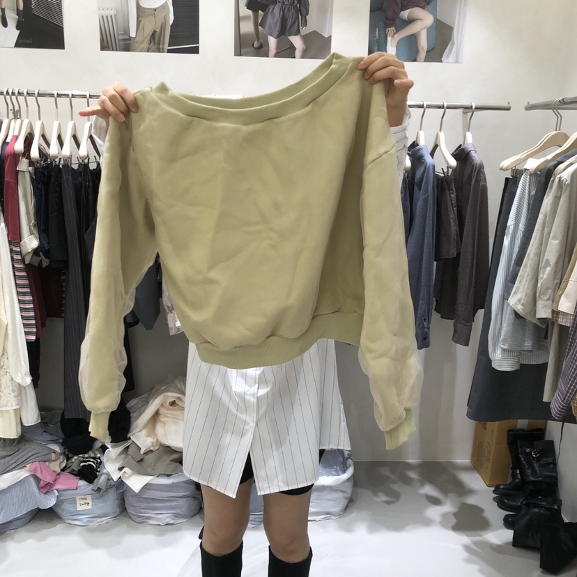 A Flan韓國直郵女裝新品休閑推薦人氣真品熱賣衛衣歐根紗AFN/FLAN EDITION衛衣圖色2