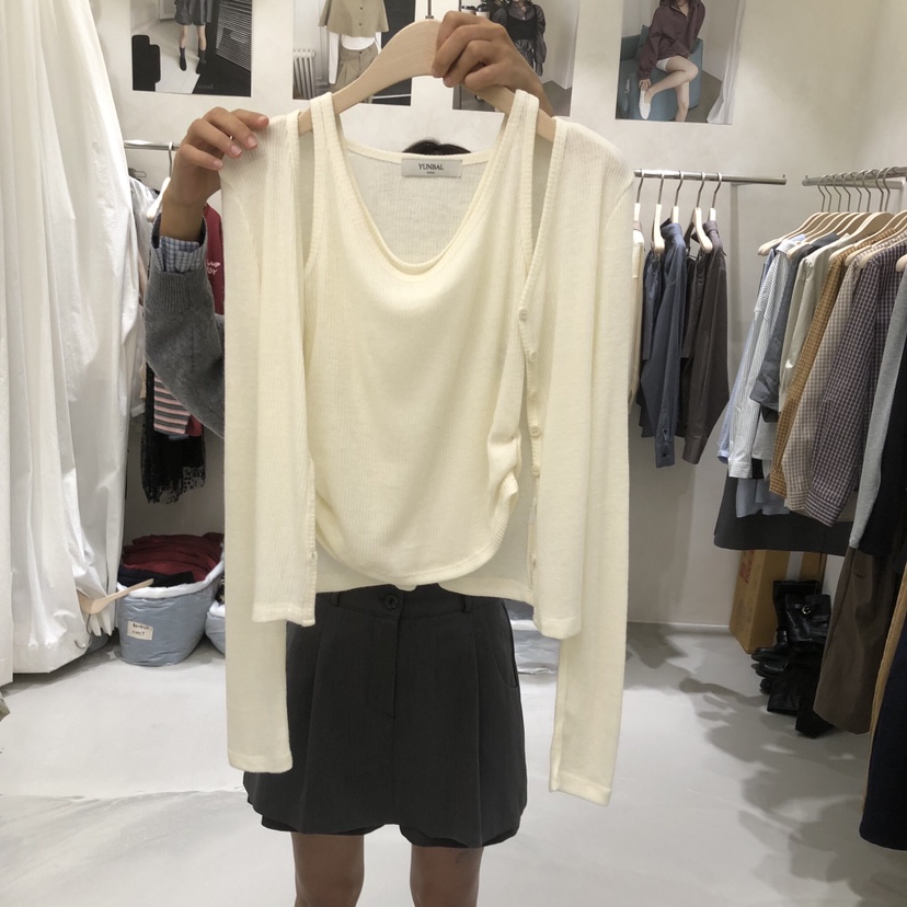 A Flan東大門直郵女士新品人氣真品熱賣套裝套裝開衫無袖AFN/FLAN EDITION套裝圖色1