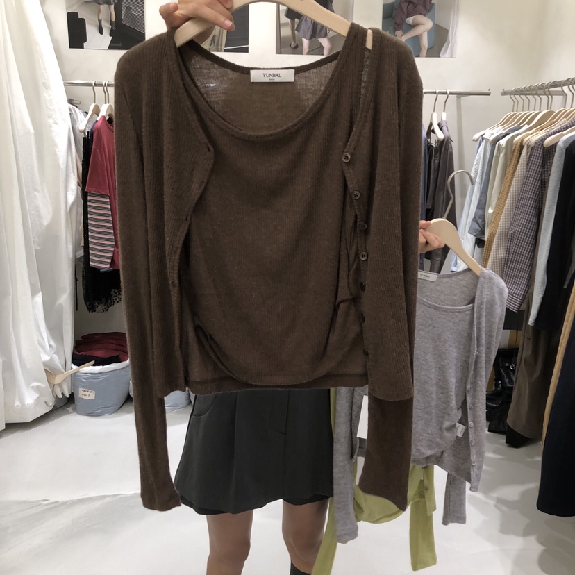 A Flan東大門直郵女士新品人氣真品熱賣套裝套裝開衫無袖AFN/FLAN EDITION套裝圖色3