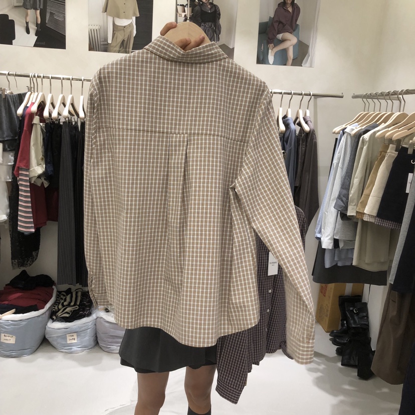 A Flan東大門實拍26秋季新品人氣休閑真品襯衫蕾絲衫格紋AFN/FLAN EDITION襯衫/蕾絲衫