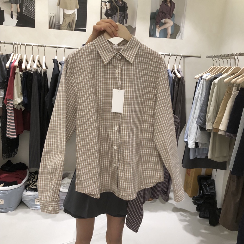 A Flan東大門實拍26秋季新品人氣休閑真品襯衫蕾絲衫格紋AFN/FLAN EDITION襯衫/蕾絲衫圖色1