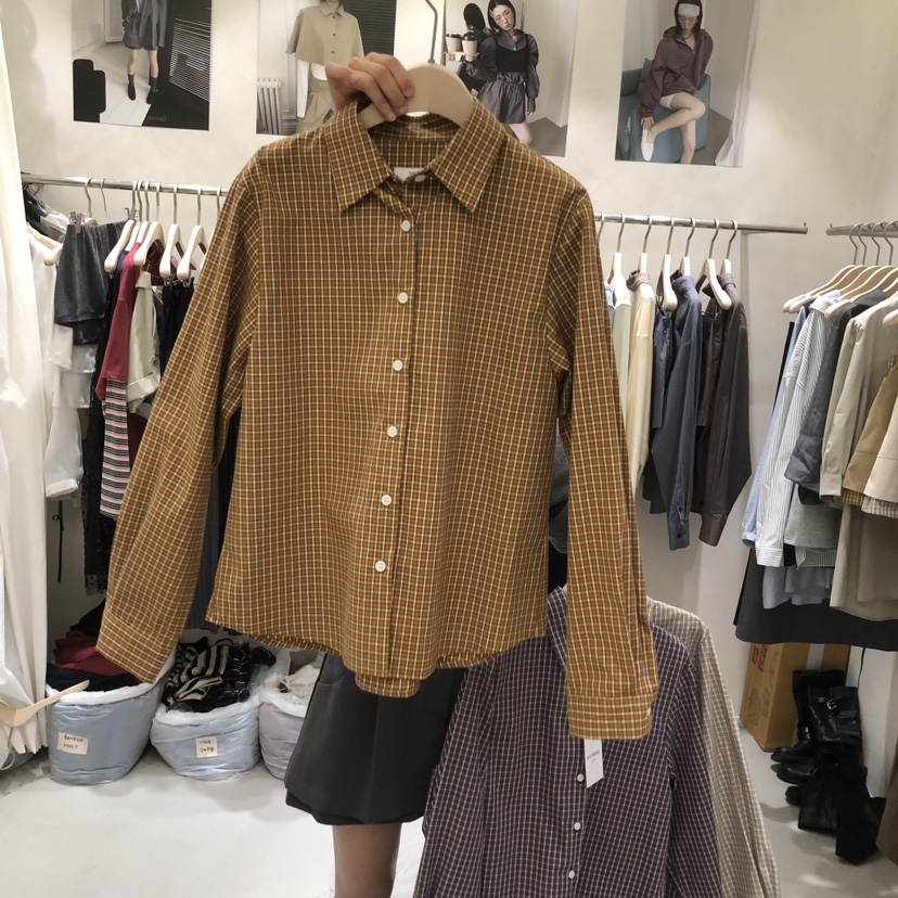 A Flan東大門實拍26秋季新品人氣休閑真品襯衫蕾絲衫格紋AFN/FLAN EDITION襯衫/蕾絲衫圖色3