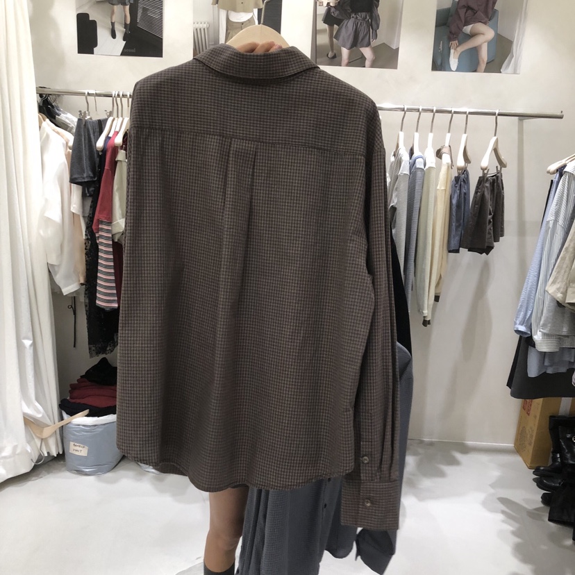 A Flan韓國直郵女裝新品推薦休閑人氣真品襯衫蕾絲衫格子AFN/FLAN EDITION襯衫/蕾絲衫