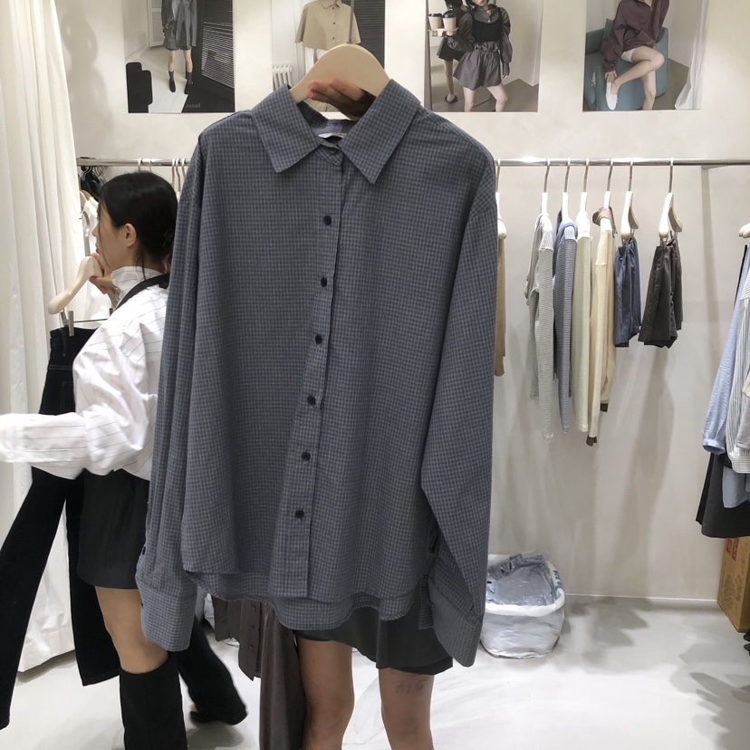A Flan韓國直郵女裝新品推薦休閑人氣真品襯衫蕾絲衫格子AFN/FLAN EDITION襯衫/蕾絲衫圖色2