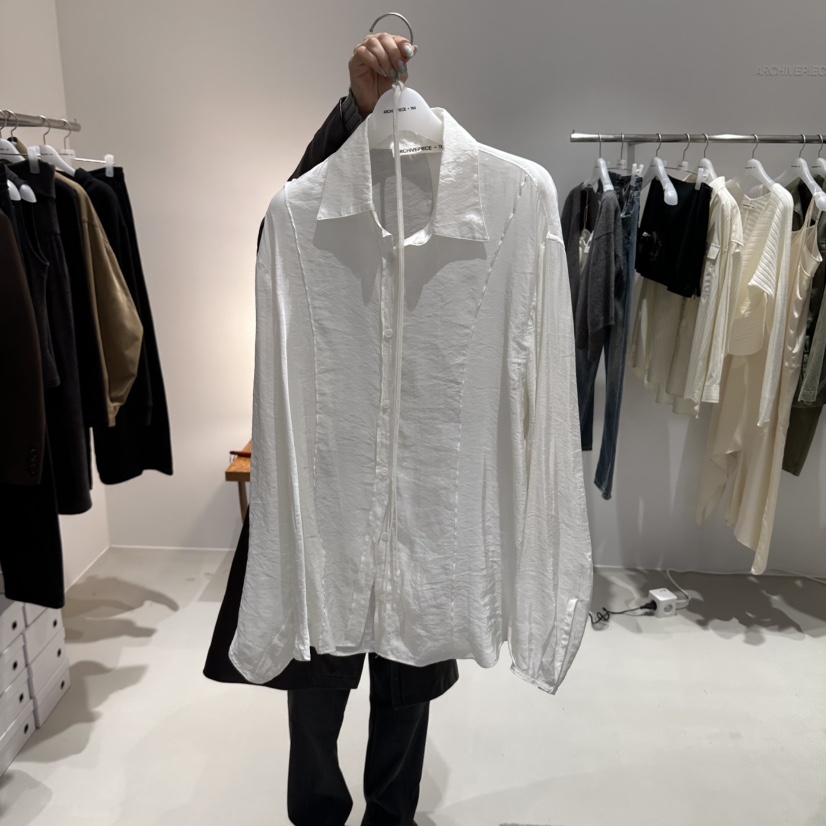 X韓國代購女裝新款真品熱賣推薦時尚襯衫蕾絲衫含腰繩褶裥ARCHIVEPIECE TAG襯衫/蕾絲衫圖色1