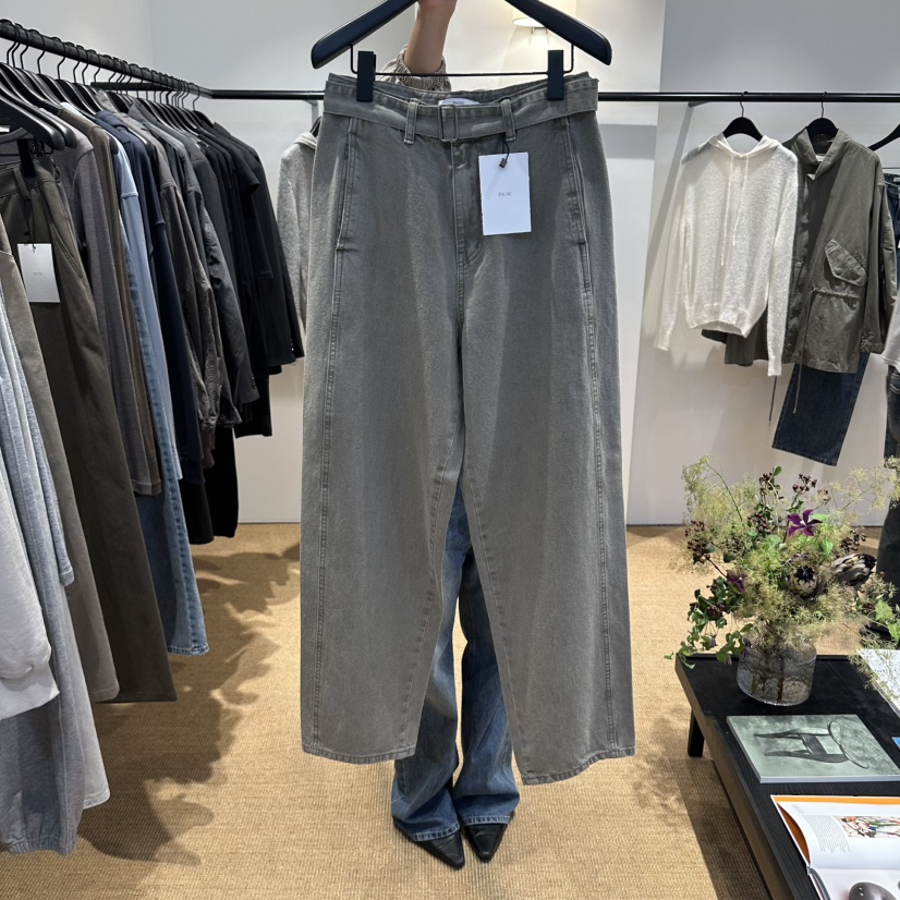 X東大門代購26秋冬新品真品時尚休閑推薦休閑褲含腰帶染色X休閑褲圖色3淺灰色