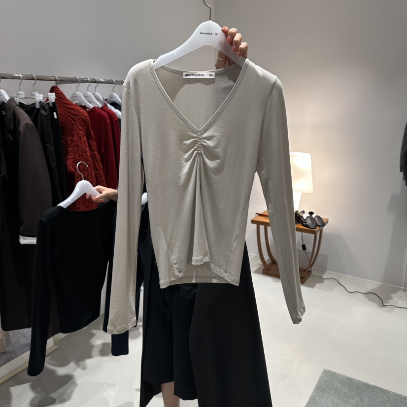 X韓國直郵女士新品時尚休閑熱賣人氣真品推薦長袖T恤刺繡ARCHIVEPIECE TAG長袖T恤圖色3