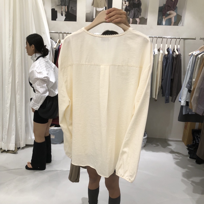 A Flan韓國直郵女士新款休閑時尚人氣真品襯衫蕾絲衫蕾絲AFN/FLAN EDITION襯衫/蕾絲衫