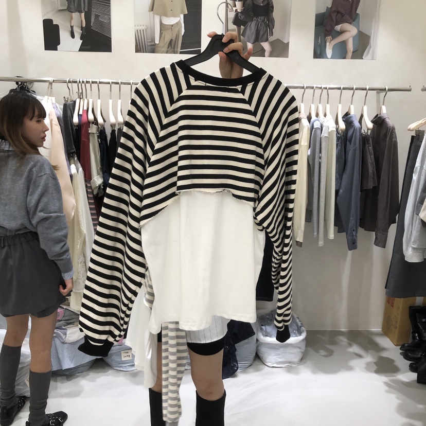 A Flan韓國直郵女士新品時尚推薦休閑熱賣真品衛衣假兩件AFN/FLAN EDITION衛衣