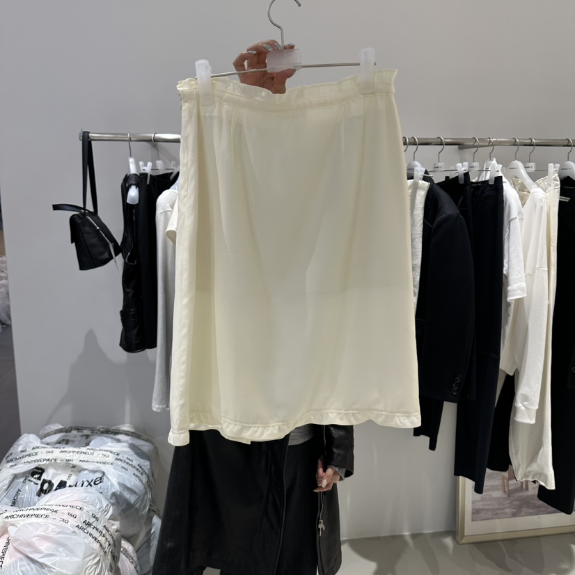 X韓國直郵26秋冬新款真品推薦時尚休閑人氣半身裙中短裙褶邊ARCHIVEPIECE TAG半身裙/中短裙