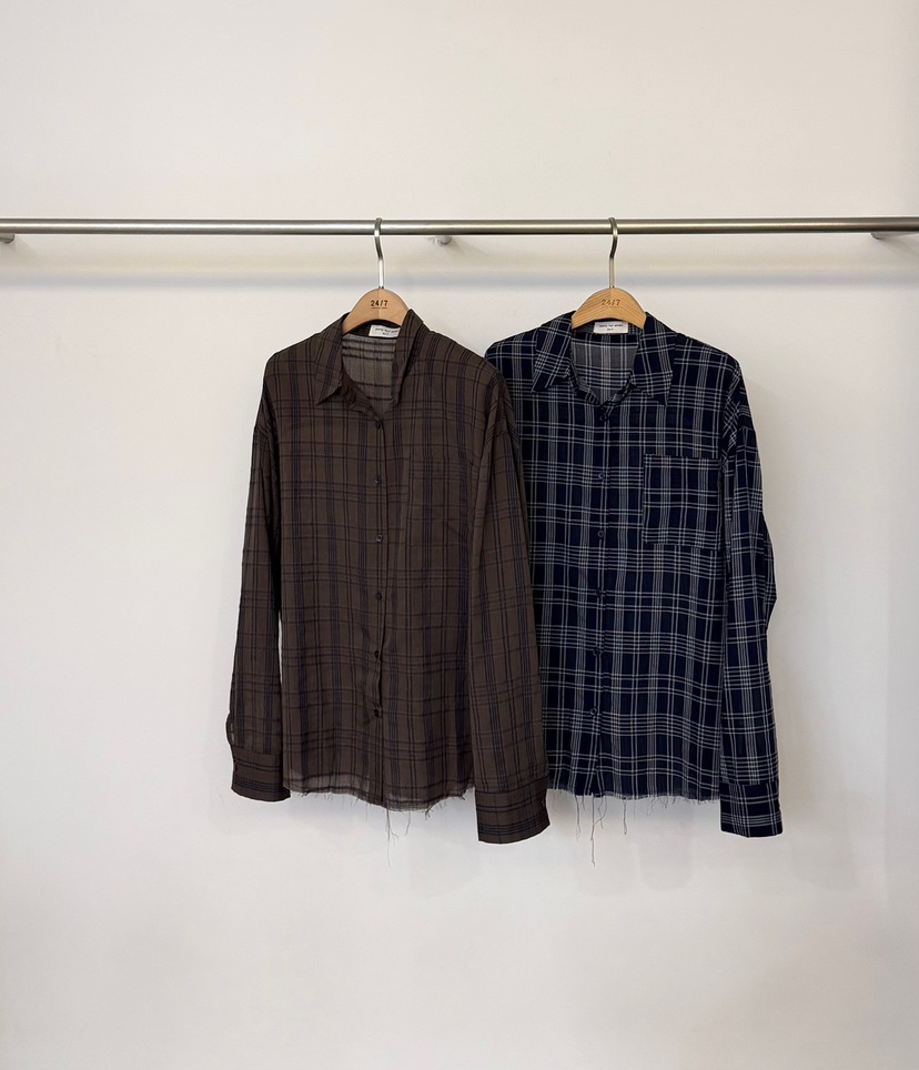 TWENTY FOUR SEVEN24-7韓國代購26秋冬新款真品襯衫蕾絲衫格紋TEWNTY FOUR SEVEN24-7襯衫/蕾絲衫