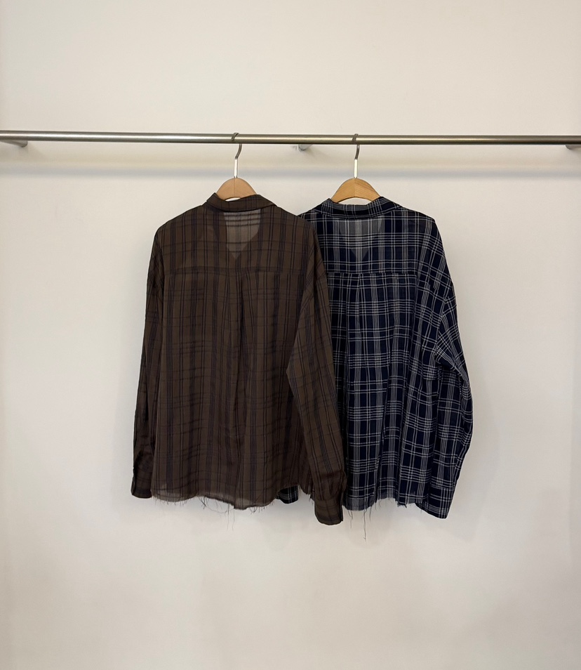 TWENTY FOUR SEVEN24-7韓國代購26秋冬新款真品襯衫蕾絲衫格紋TEWNTY FOUR SEVEN24-7襯衫/蕾絲衫