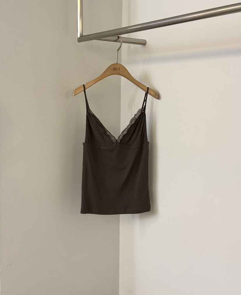 TWENTY FOUR SEVEN24-7東大門代購女裝新款真品吊帶背心蕾絲無袖TEWNTY FOUR SEVEN24-7吊帶/背心圖色2棕色
