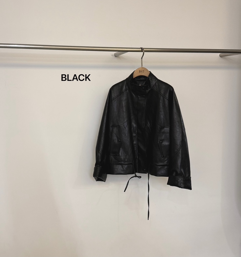 TWENTY FOUR SEVEN24-7韓國直郵26秋冬新品人氣真品皮衣TEWNTY FOUR SEVEN24-7皮衣圖色3黑色