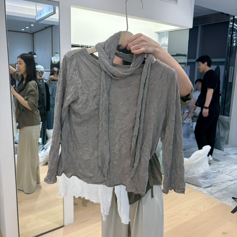 W AND J韓國直郵26秋季新品真品人氣熱賣長袖T恤含飄帶W AND J長袖T恤圖色2