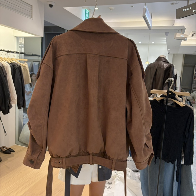 W AND J韓國直郵26秋冬新品真品休閑推薦夾克含腰帶麂皮W AND J夾克