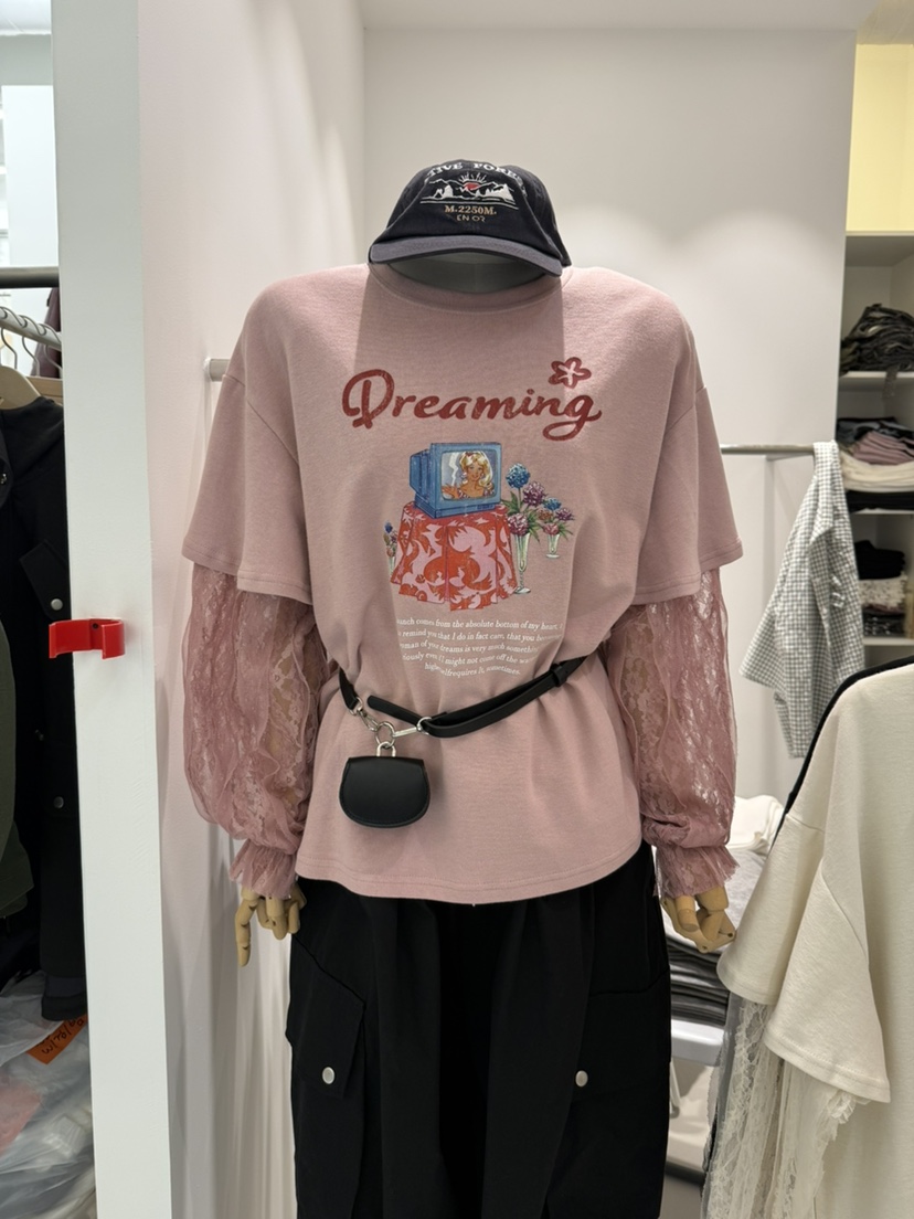 X韓國代購女士新品熱賣人氣休閑推薦時尚長袖T恤不含腰帶BORABORA長袖T恤圖色2
