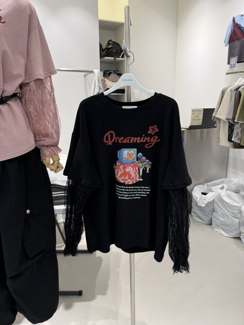 X韓國代購女士新品熱賣人氣休閑推薦時尚長袖T恤不含腰帶BORABORA長袖T恤圖色3