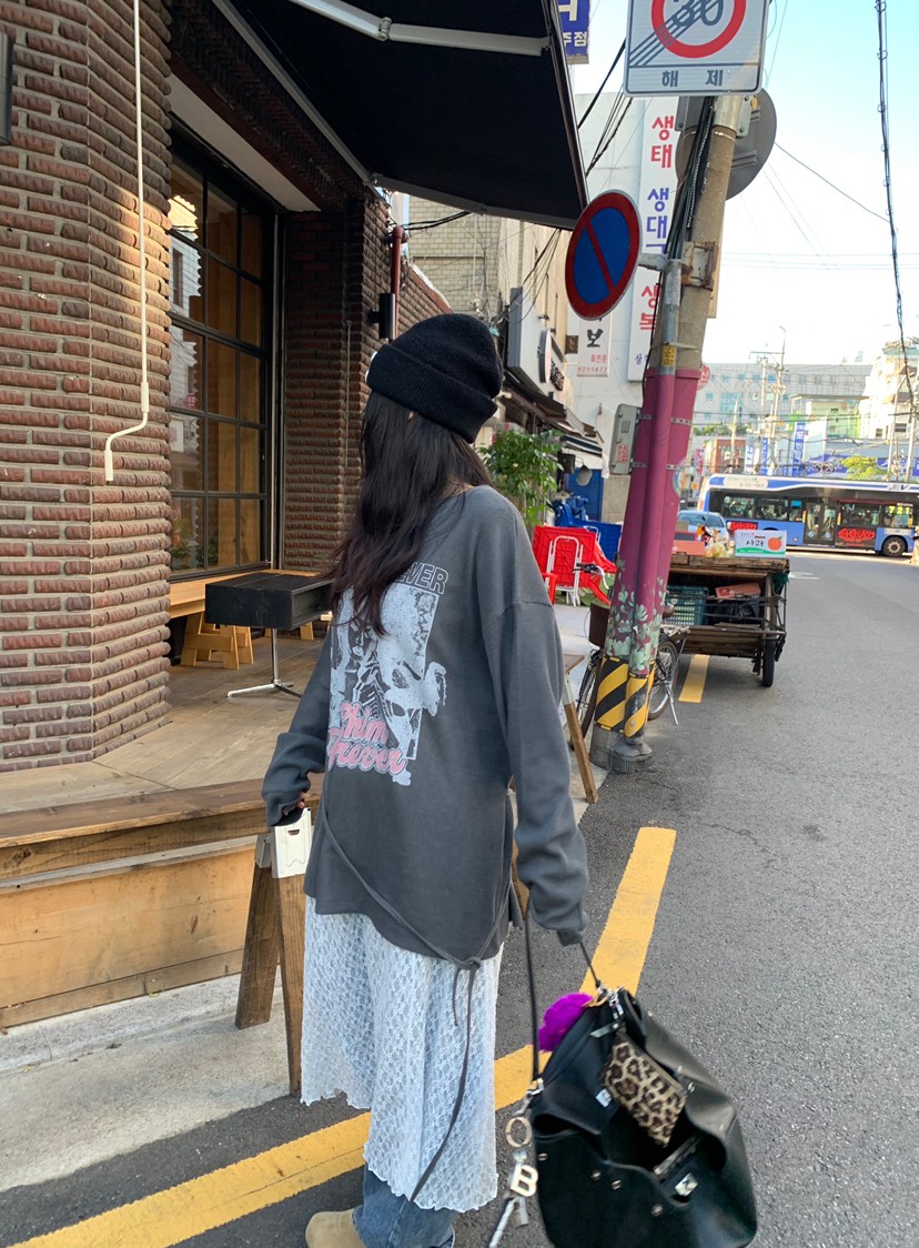 OKIE韓國直郵女士新品人氣時尚休閑真品長袖T恤華夫格套裝OKIE長袖T恤
