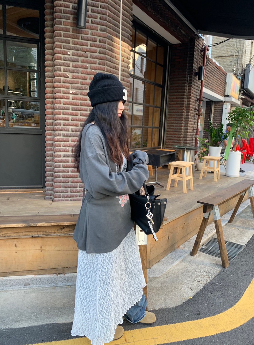 OKIE韓國直郵女士新品人氣時尚休閑真品長袖T恤華夫格套裝OKIE長袖T恤