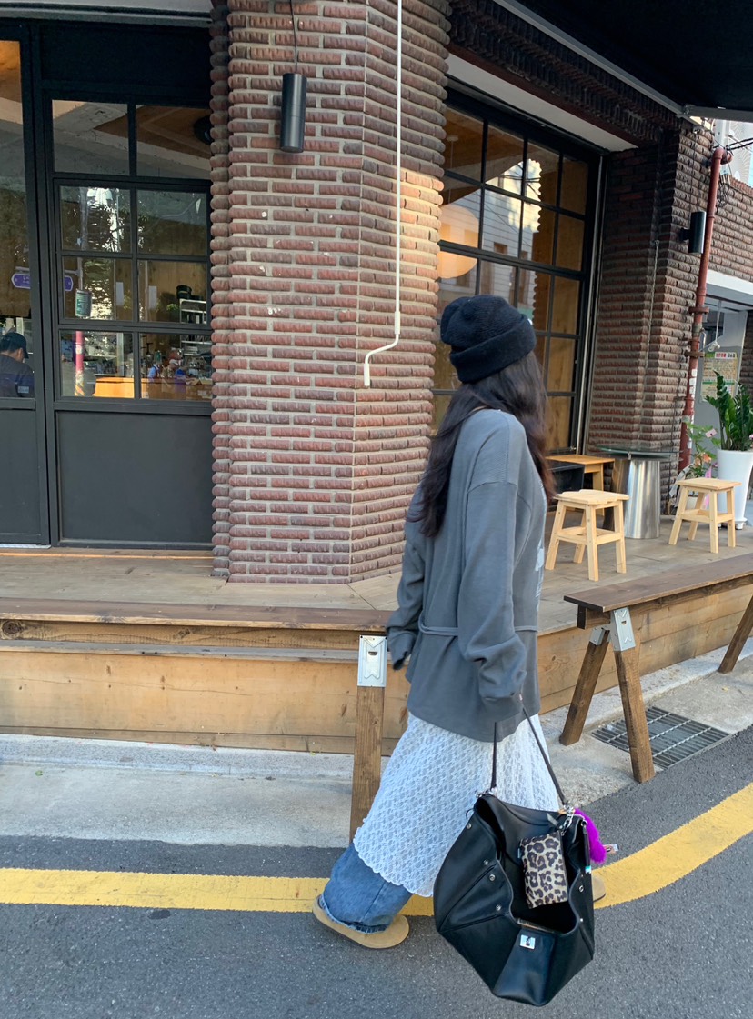 OKIE韓國直郵女士新品人氣時尚休閑真品長袖T恤華夫格套裝OKIE長袖T恤