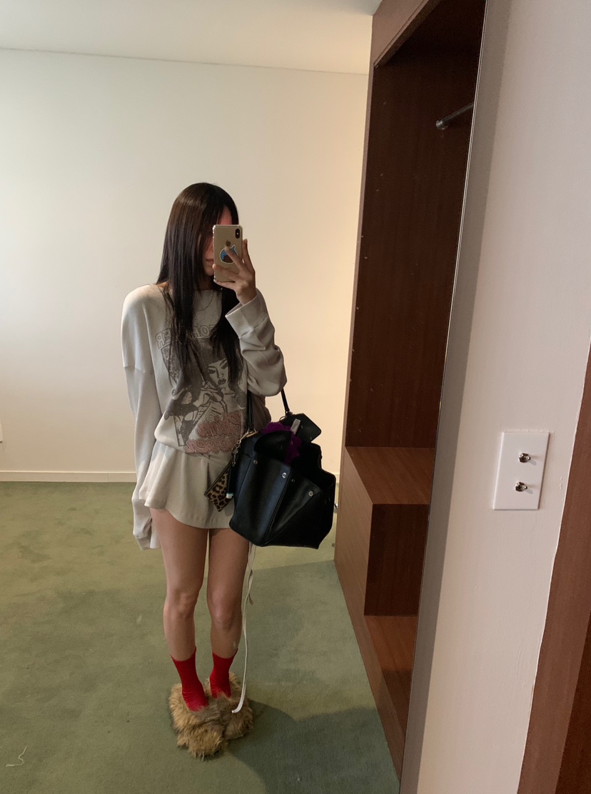 OKIE韓國直郵女士新品人氣時尚休閑真品長袖T恤華夫格套裝OKIE長袖T恤