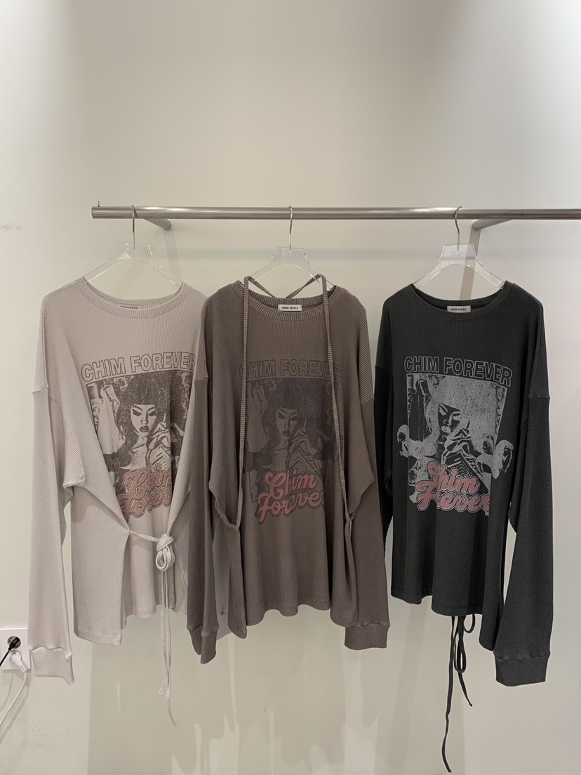OKIE韓國直郵女士新品人氣時尚休閑真品長袖T恤華夫格套裝OKIE長袖T恤