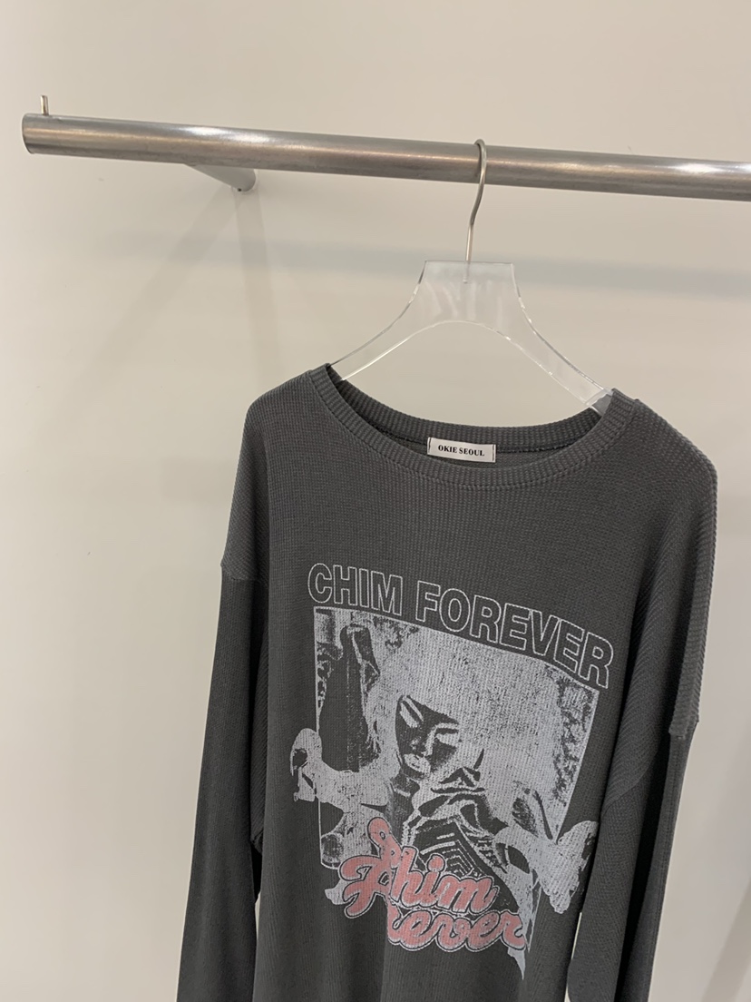 OKIE韓國直郵女士新品人氣時尚休閑真品長袖T恤華夫格套裝OKIE長袖T恤