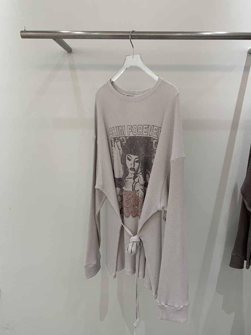 OKIE韓國直郵女士新品人氣時尚休閑真品長袖T恤華夫格套裝OKIE長袖T恤