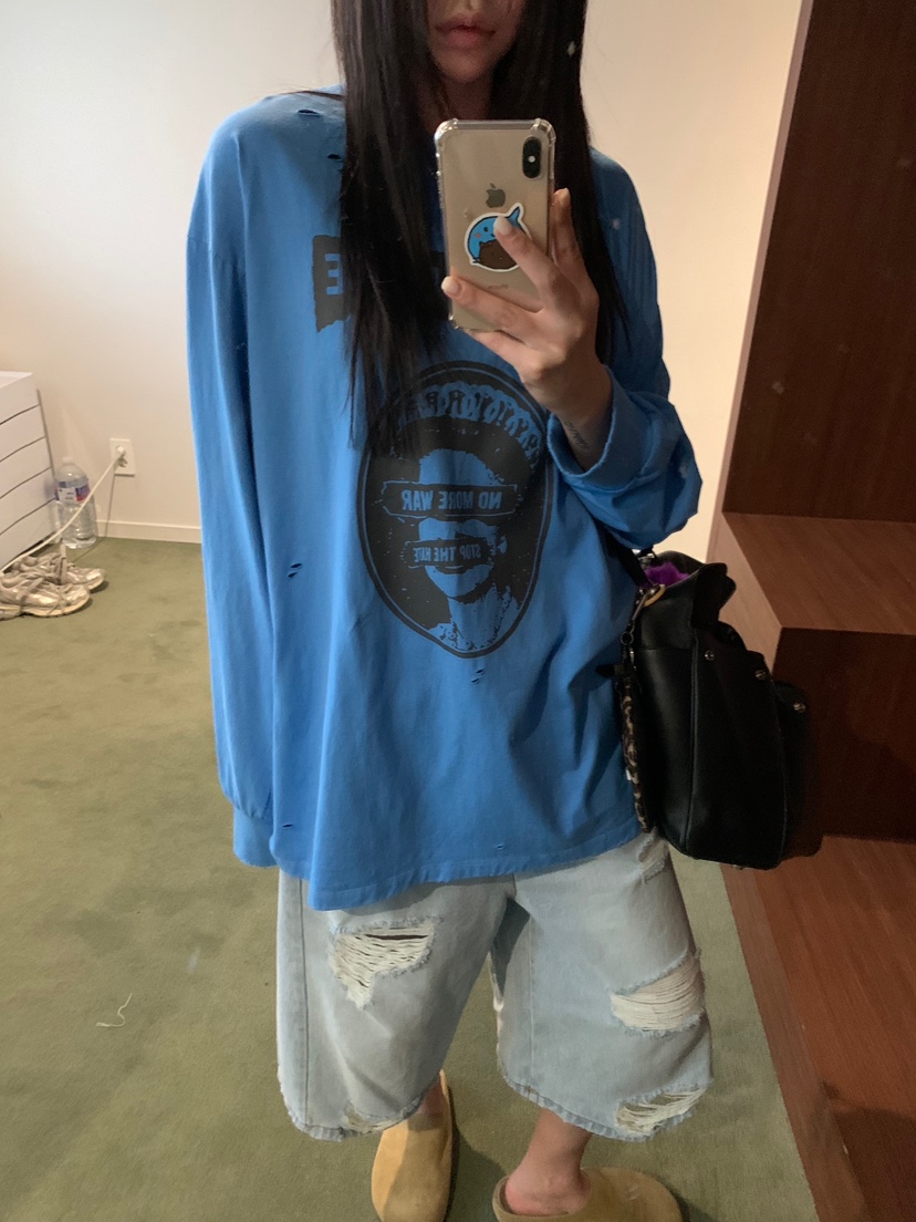 OKIE韓國直郵女士新品熱賣時尚休閑人氣真品推薦長袖T恤復古OKIE長袖T恤