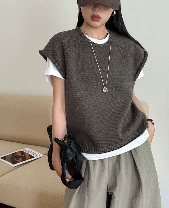 STAY HERE韓國代購女士新品真品針織衫短袖針織衫不含內搭STAY HERE-2件起針織衫圖色2