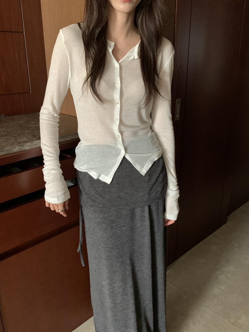 NOTICE東大門實拍女裝新品真品時尚人氣休閑長袖T恤羊毛開襟NOTICE長袖T恤