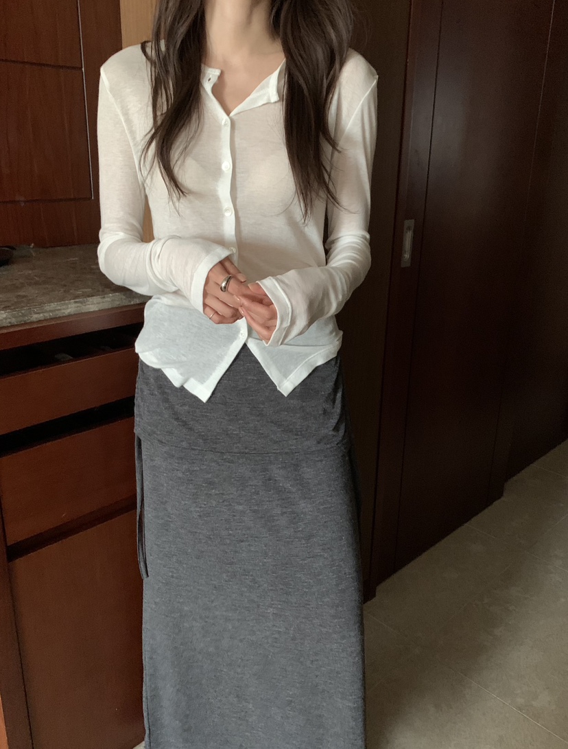 NOTICE東大門實拍女裝新品真品時尚人氣休閑長袖T恤羊毛開襟NOTICE長袖T恤