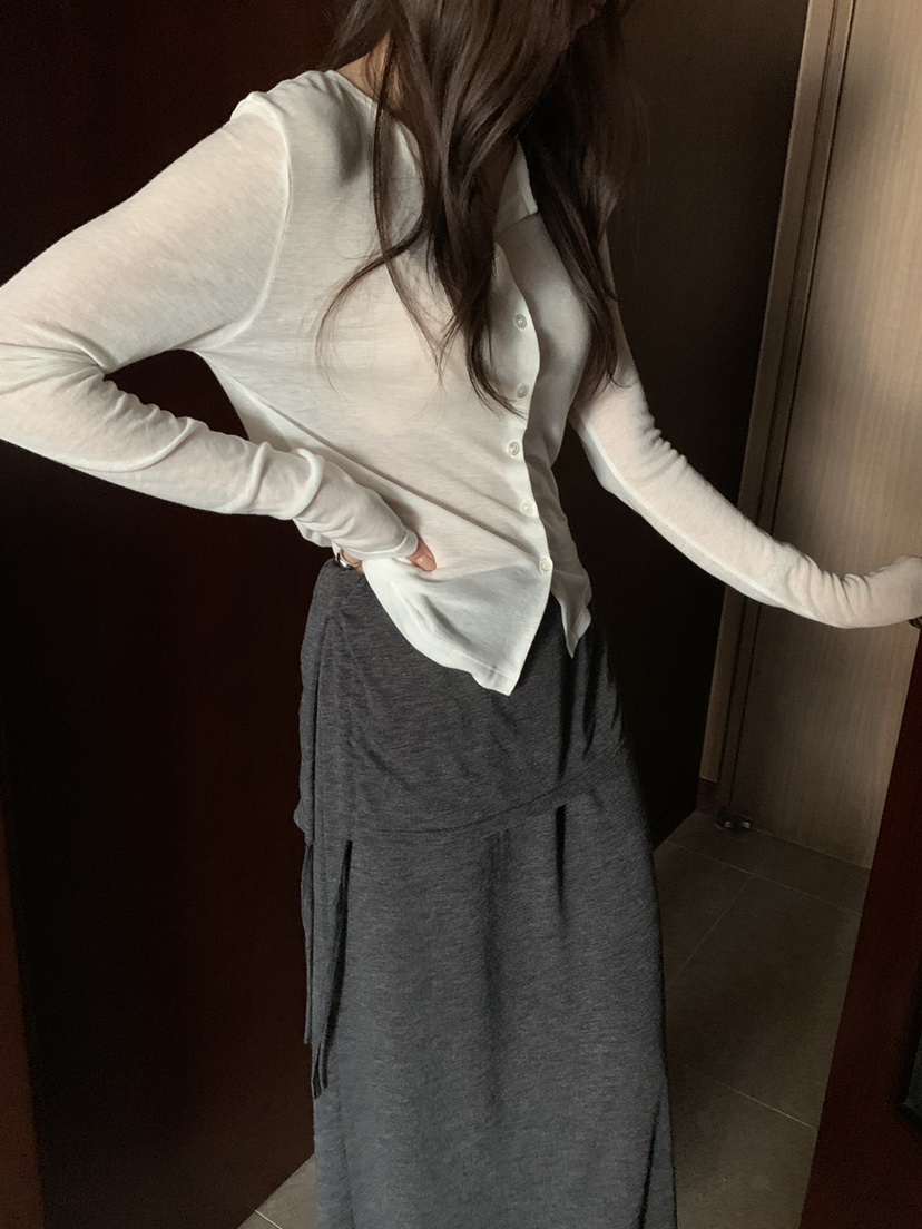 NOTICE東大門實拍女裝新品真品時尚人氣休閑長袖T恤羊毛開襟NOTICE長袖T恤