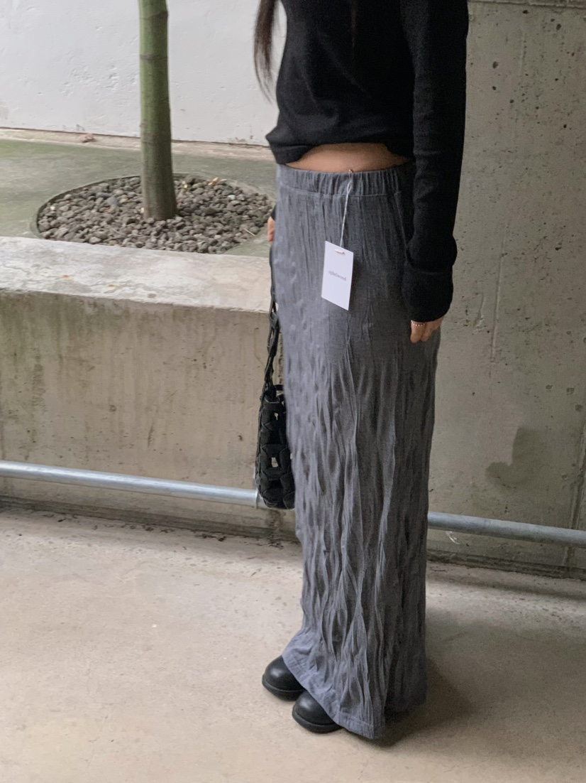 OVER NEAR韓國代購26秋冬新品人氣真品推薦休閑長裙褶皺OVER NEAR長裙