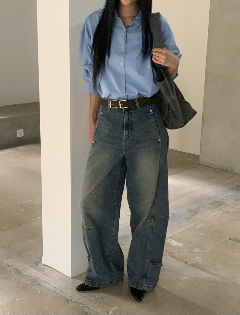 OVER NEAR東大門代購女裝新品熱賣時尚休閑人氣襯衫蕾絲衫OVER NEAR襯衫/蕾絲衫