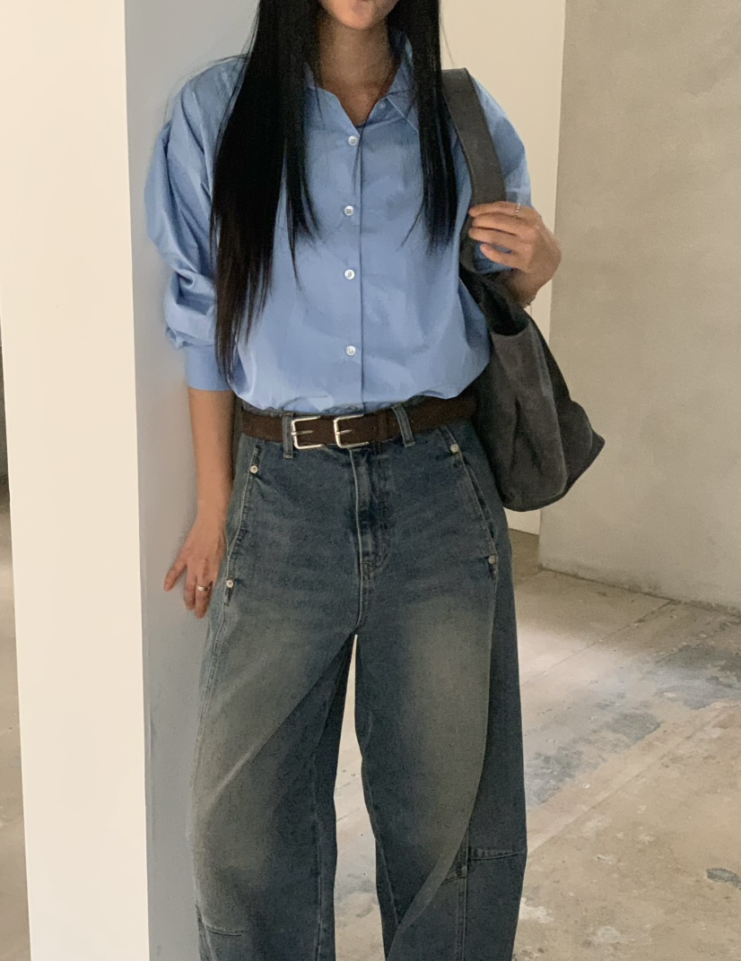 OVER NEAR東大門代購女裝新品熱賣時尚休閑人氣襯衫蕾絲衫OVER NEAR襯衫/蕾絲衫