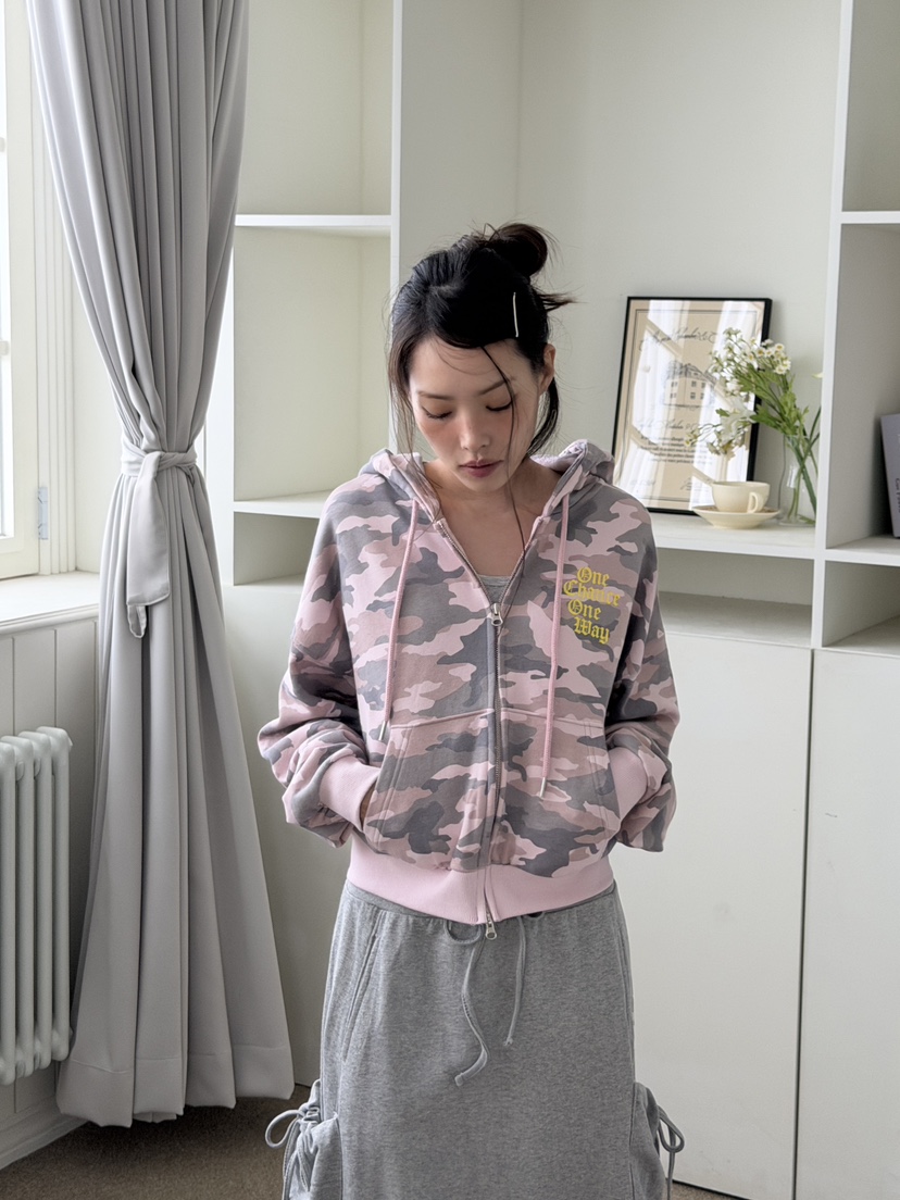 SUGAR CASE東大門直郵女士新品人氣推薦衛衣拉鏈連帽衫迷彩SUGAR CASE衛衣