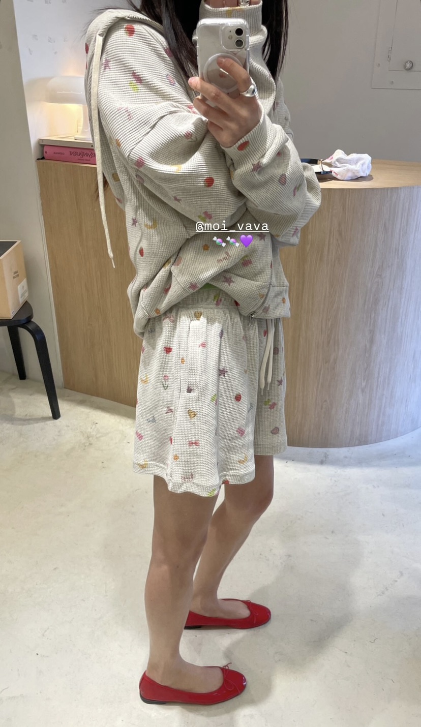 BOWIE韓國代購女士新款真品推薦熱賣時尚休閑休閑褲華夫格BOWIE休閑褲
