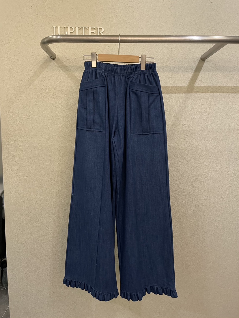 JUPITER東大門代購女士新品人氣休閑熱賣休閑褲荷葉邊長款JUPITER休閑褲圖色1