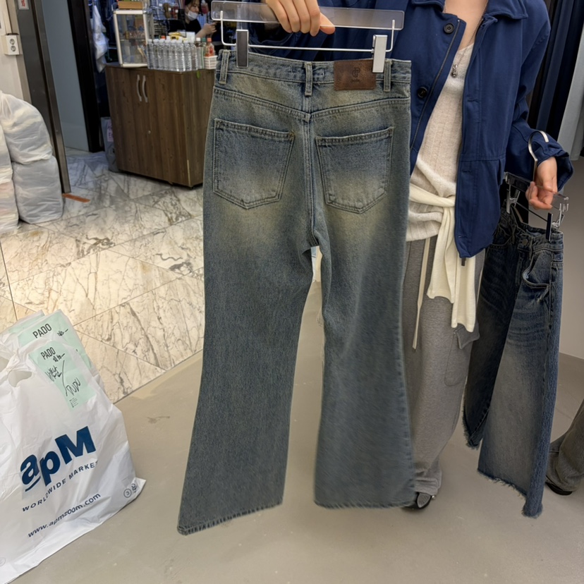 PADO東大門代購女裝新品真品人氣熱賣時尚牛仔褲喇叭褲修身PADO牛仔褲