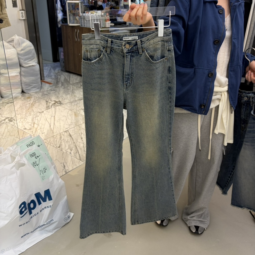 PADO東大門代購女裝新品真品人氣熱賣時尚牛仔褲喇叭褲修身PADO牛仔褲圖色1