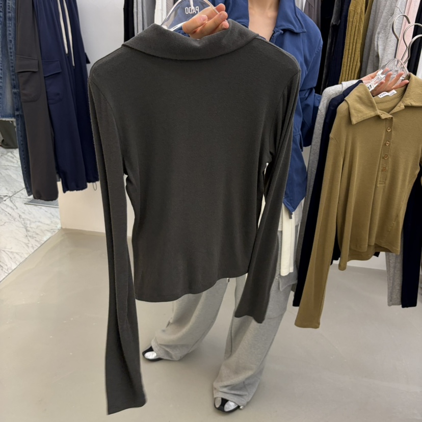 PADO東大門實拍女士新品人氣推薦時尚真品熱賣長袖T恤不對稱PADO長袖T恤