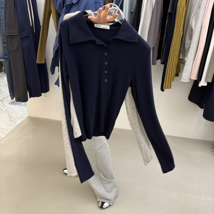 PADO東大門實拍女士新品人氣推薦時尚真品熱賣長袖T恤不對稱PADO長袖T恤圖色1