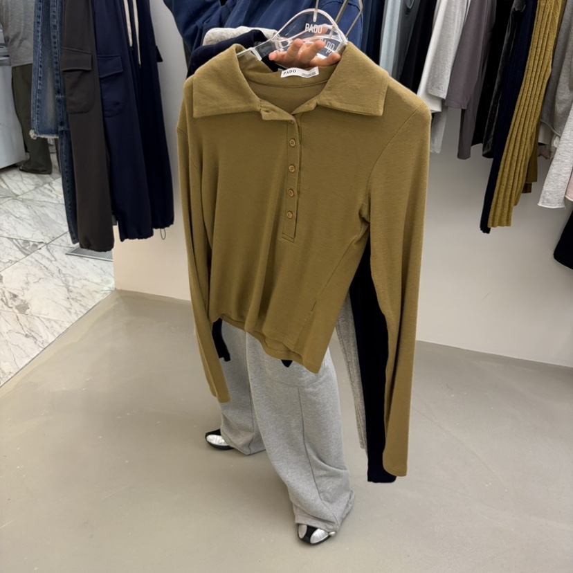 PADO東大門實拍女士新品人氣推薦時尚真品熱賣長袖T恤不對稱PADO長袖T恤圖色3