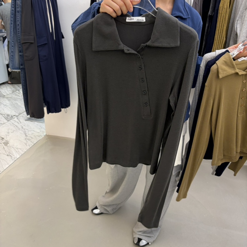 PADO東大門實拍女士新品人氣推薦時尚真品熱賣長袖T恤不對稱PADO長袖T恤圖色4