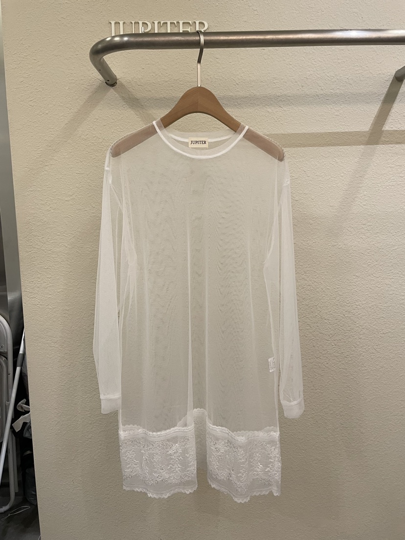 JUPITER韓國代購女裝新品熱賣真品推薦休閑長袖T恤刺繡蕾絲JUPITER長袖T恤圖色1