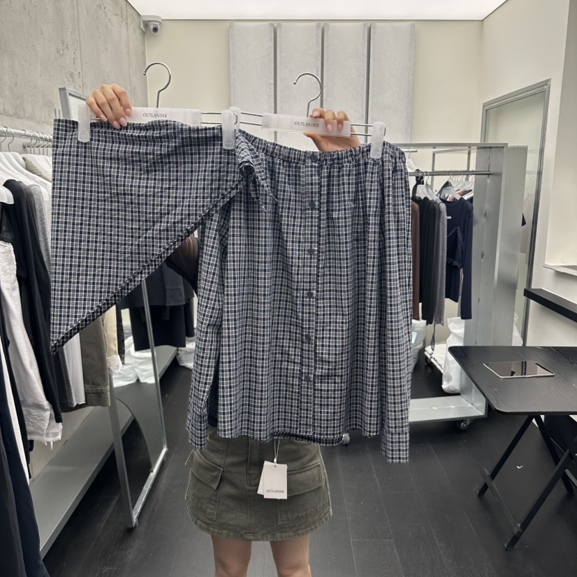 X韓國代購女士新品休閑推薦人氣真品時尚熱賣套裝OUTLANDER套裝圖色2藍色