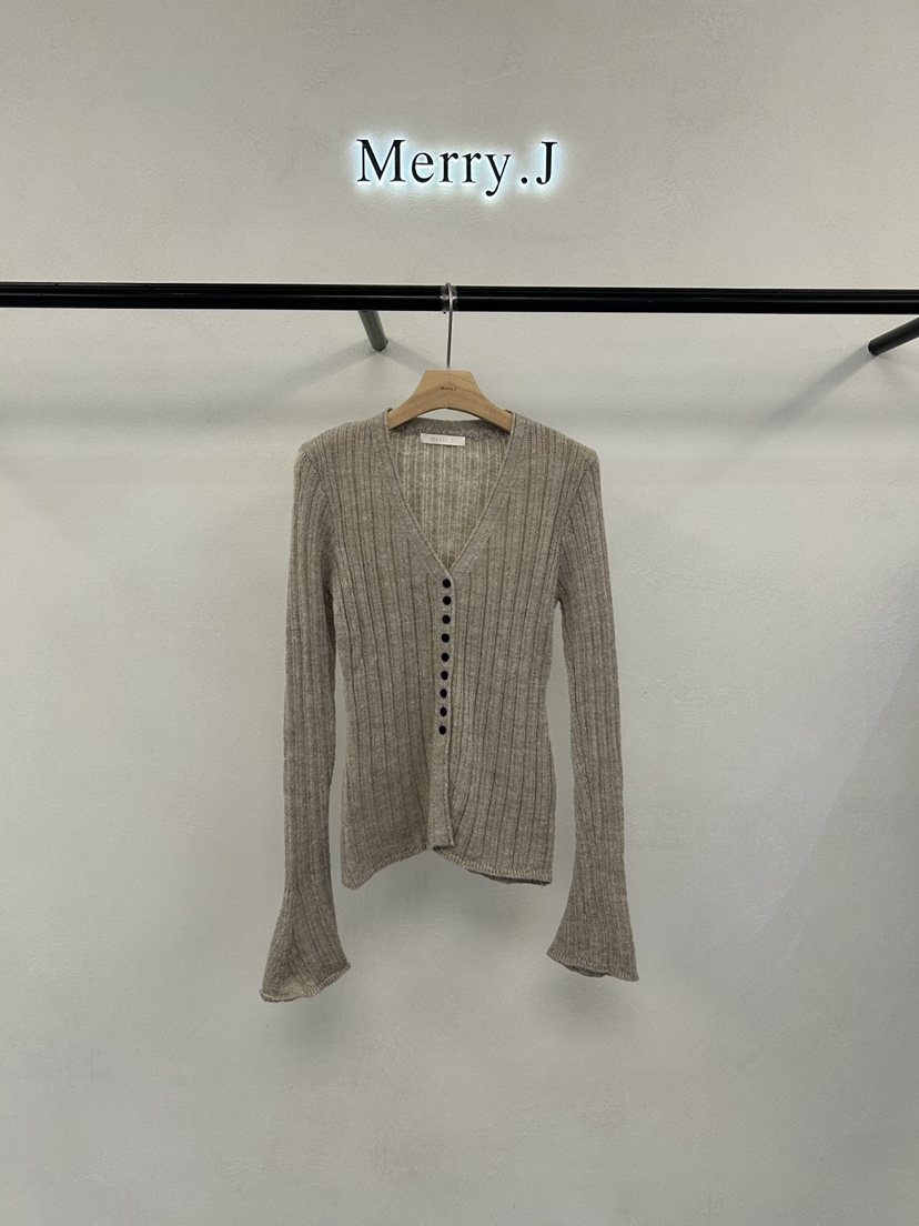 MERRY-J東大門實拍26秋冬新款時尚真品針織衫修身開衫羅紋MERRY-J針織衫圖色1